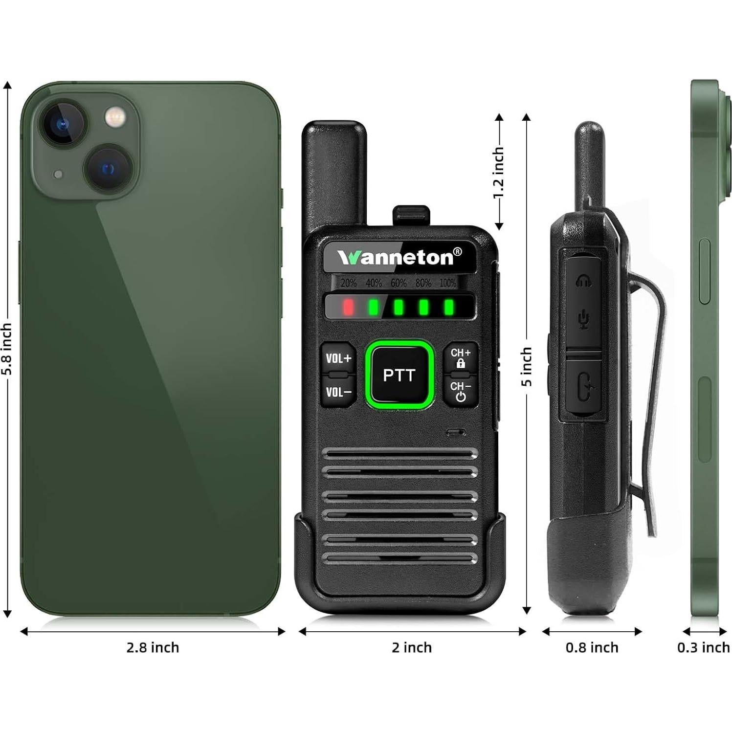 Walkie Talkies Inalámbricos Wanneton RT22PRO 2 Pack Recargables