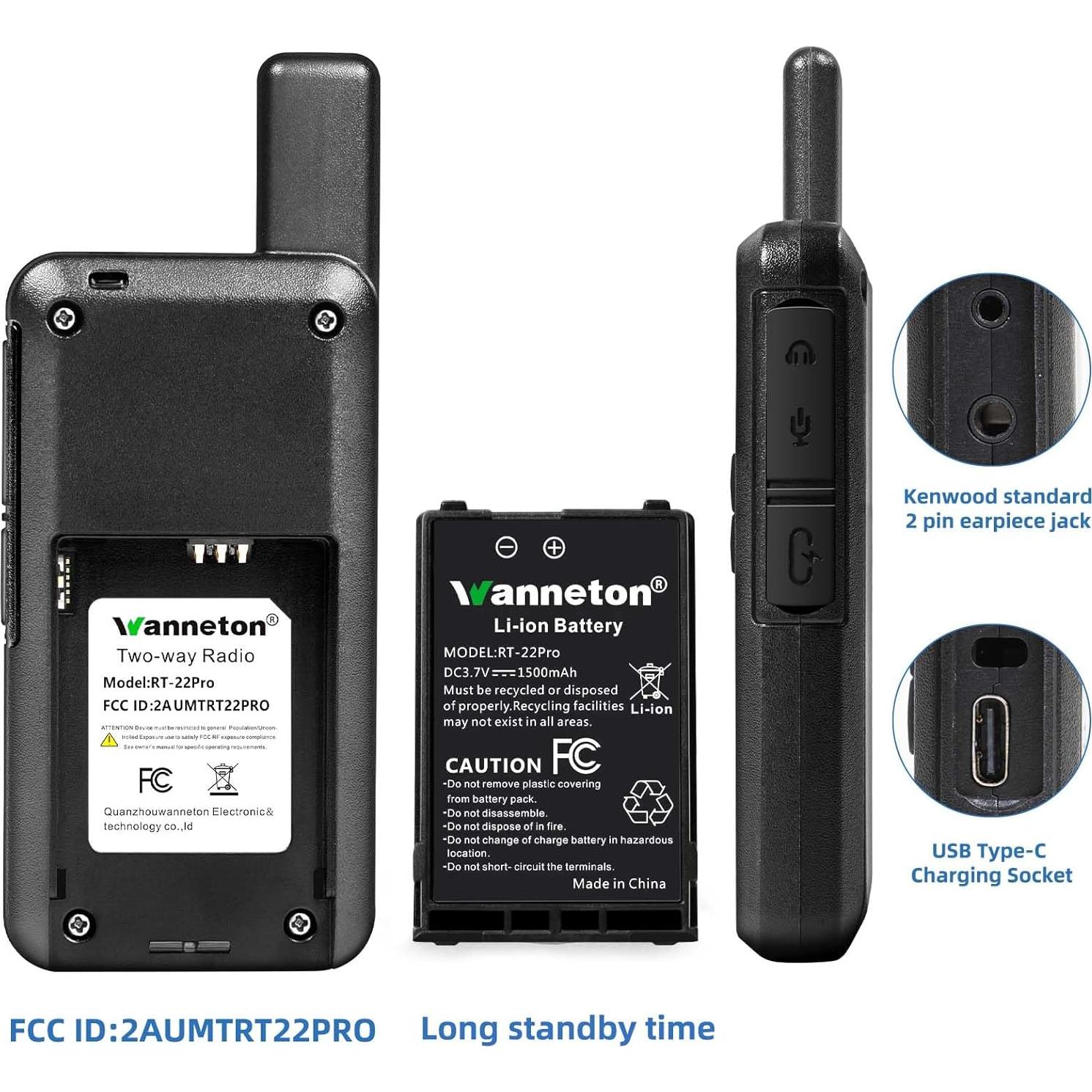 Walkie Talkies Inalámbricos Wanneton RT22PRO 2 Pack Recargables