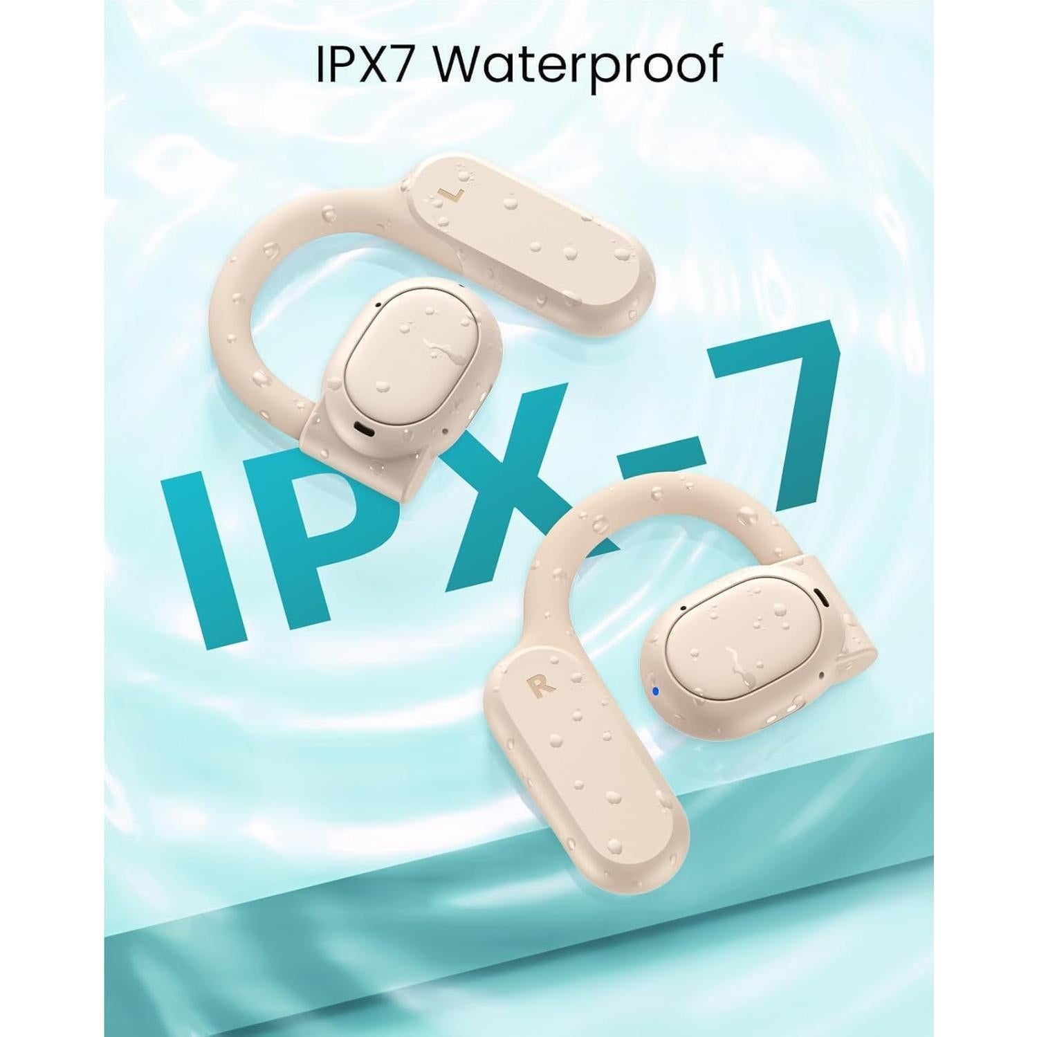 Auriculares Inalámbricos TAGRY K08 Bluetooth 5.3 IPX7 80Hrs Beige