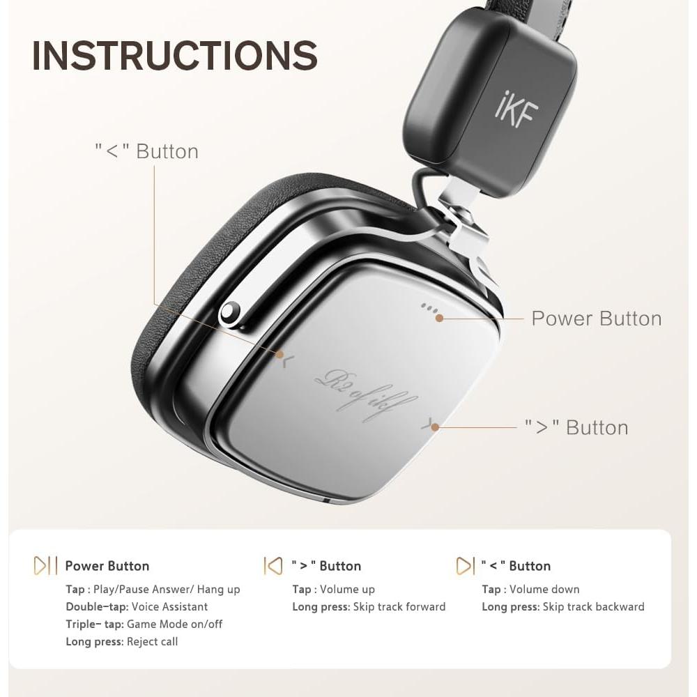 Auriculares Inalámbricos iKF R2 Retro 40mm Bluetooth 5.4 Negro