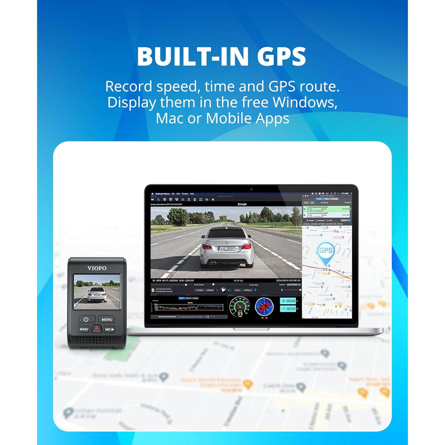 Cámara Dash VIOFO A119 V3 2K 2560x1440P GPS 140°