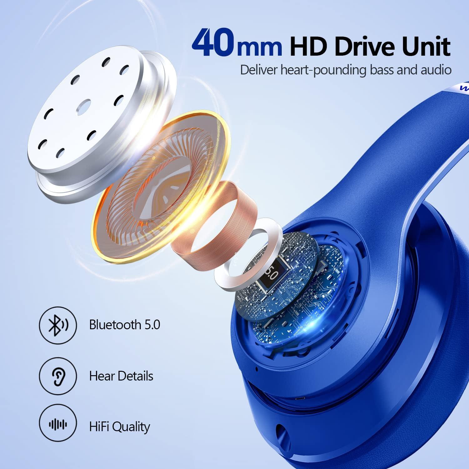 Auriculares Bluetooth Tuitager 9S Over-Ear 60H Hi-Fi Azul