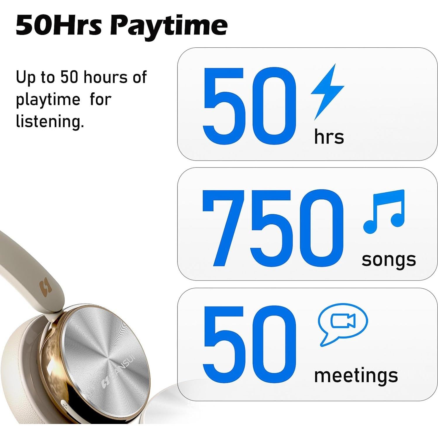 Auriculares Inalámbricos SANSUI DT11 Bluetooth 5.4 ANC 50H Batería