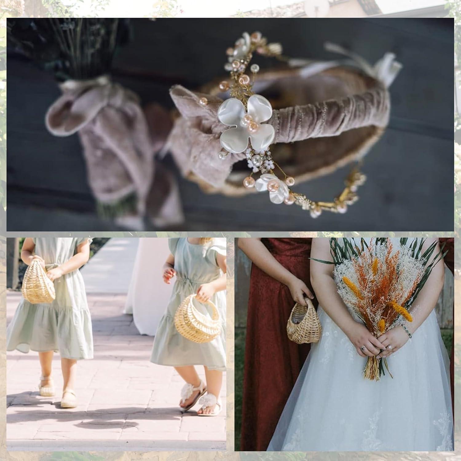 Juego de 3 Cestas de Mimbre Agolctry para Niña de Flores