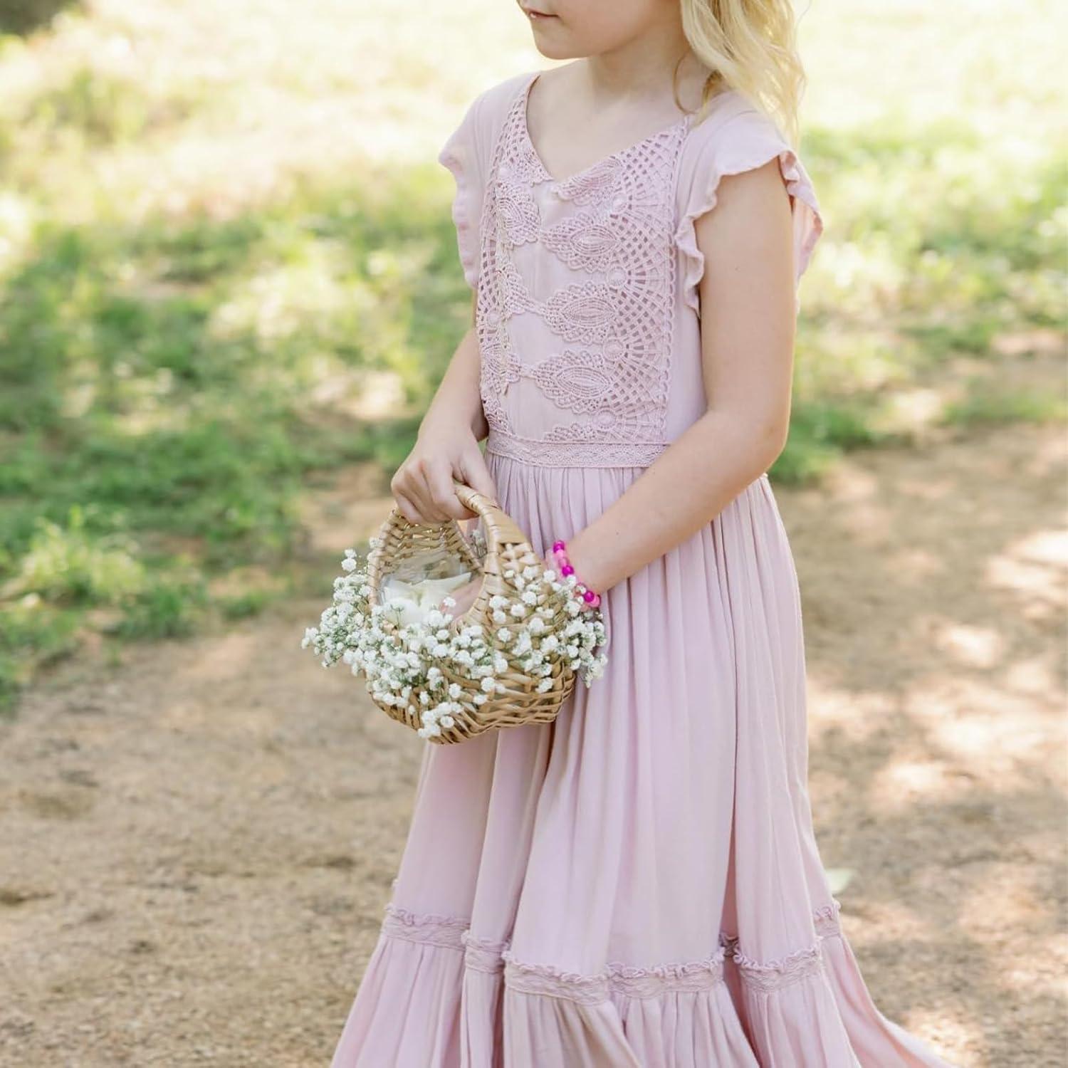 Juego de 3 Cestas de Mimbre Agolctry para Niña de Flores