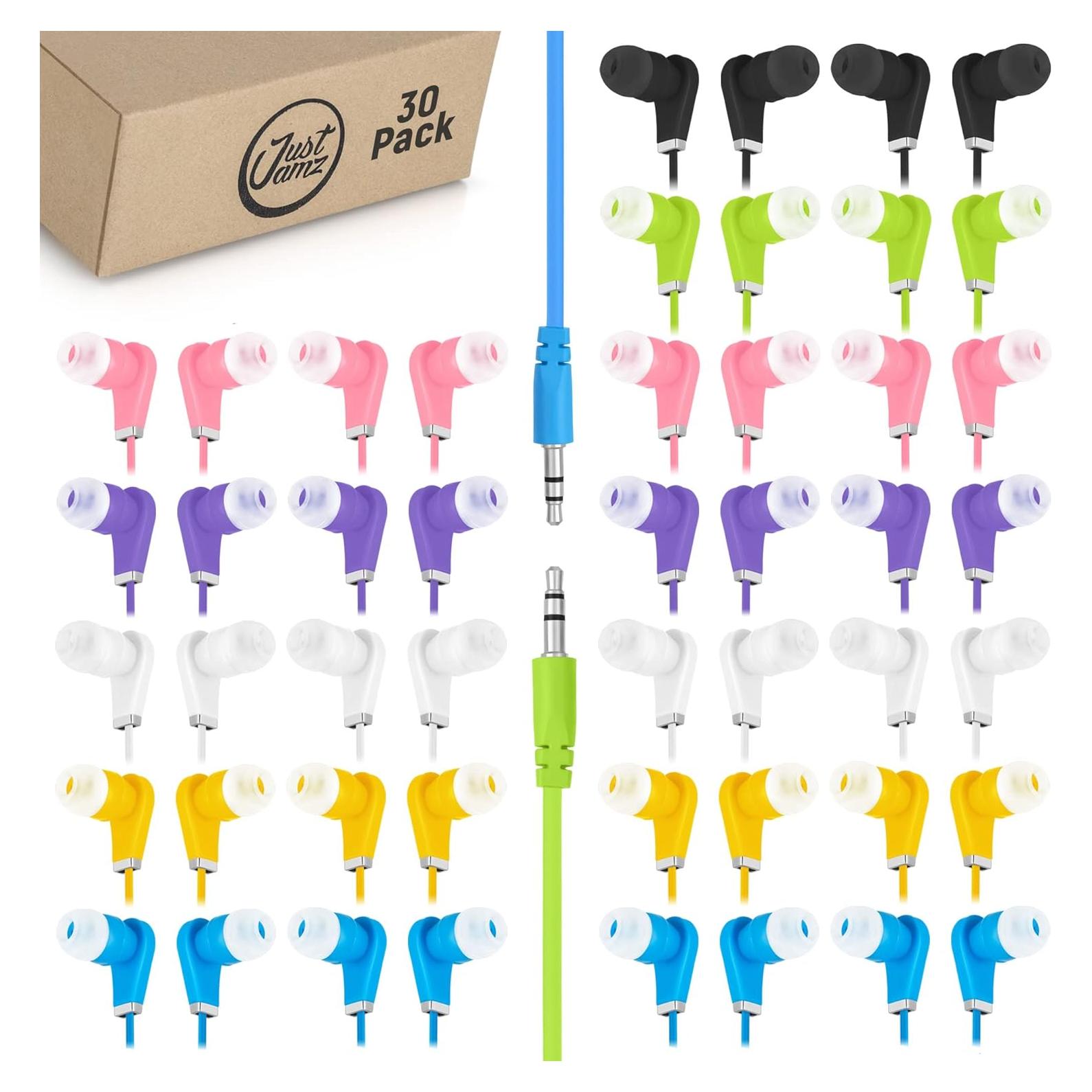 Auriculares JustJamz a Granel 30 Unidades Multicolores 3.5mm