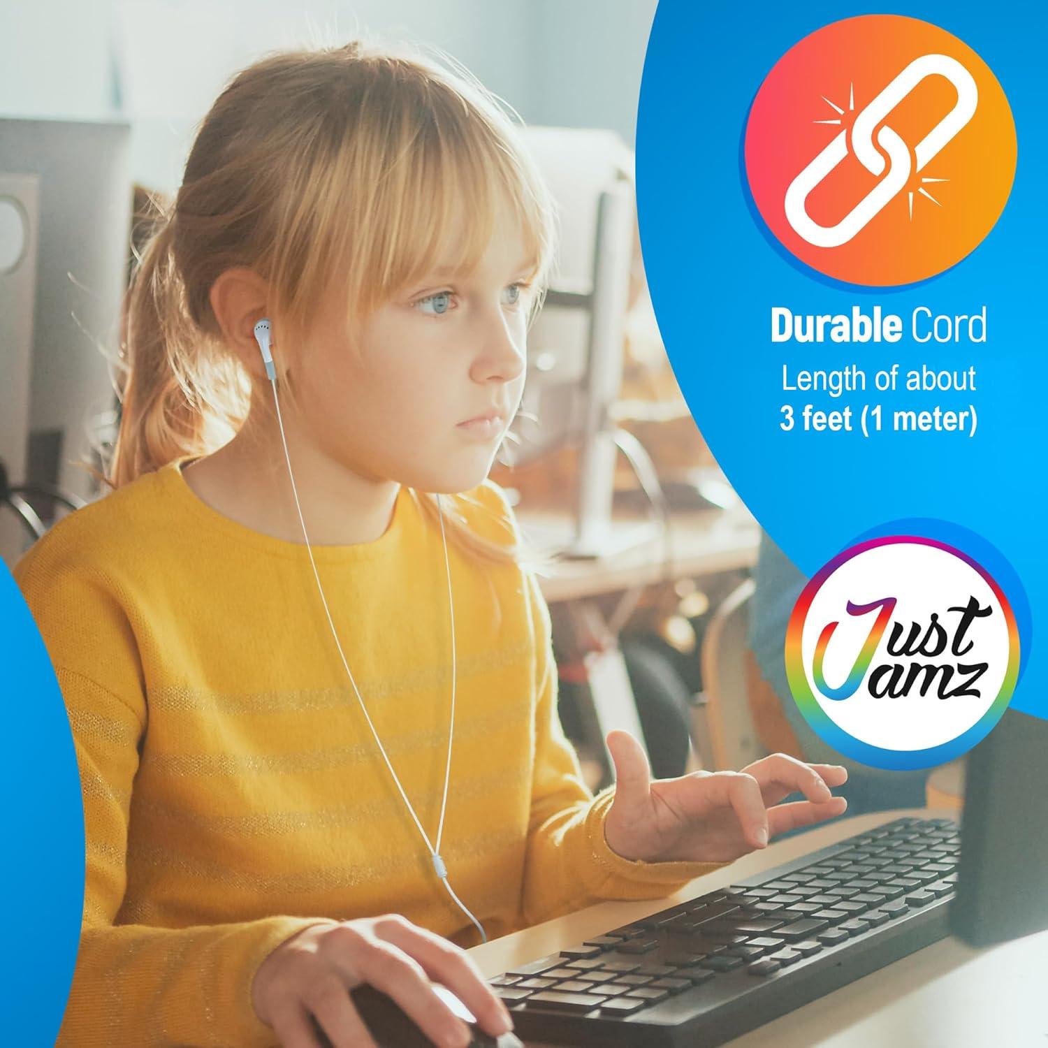 Auriculares JustJamz Blancos Básicos 100 Paquete 3.5mm