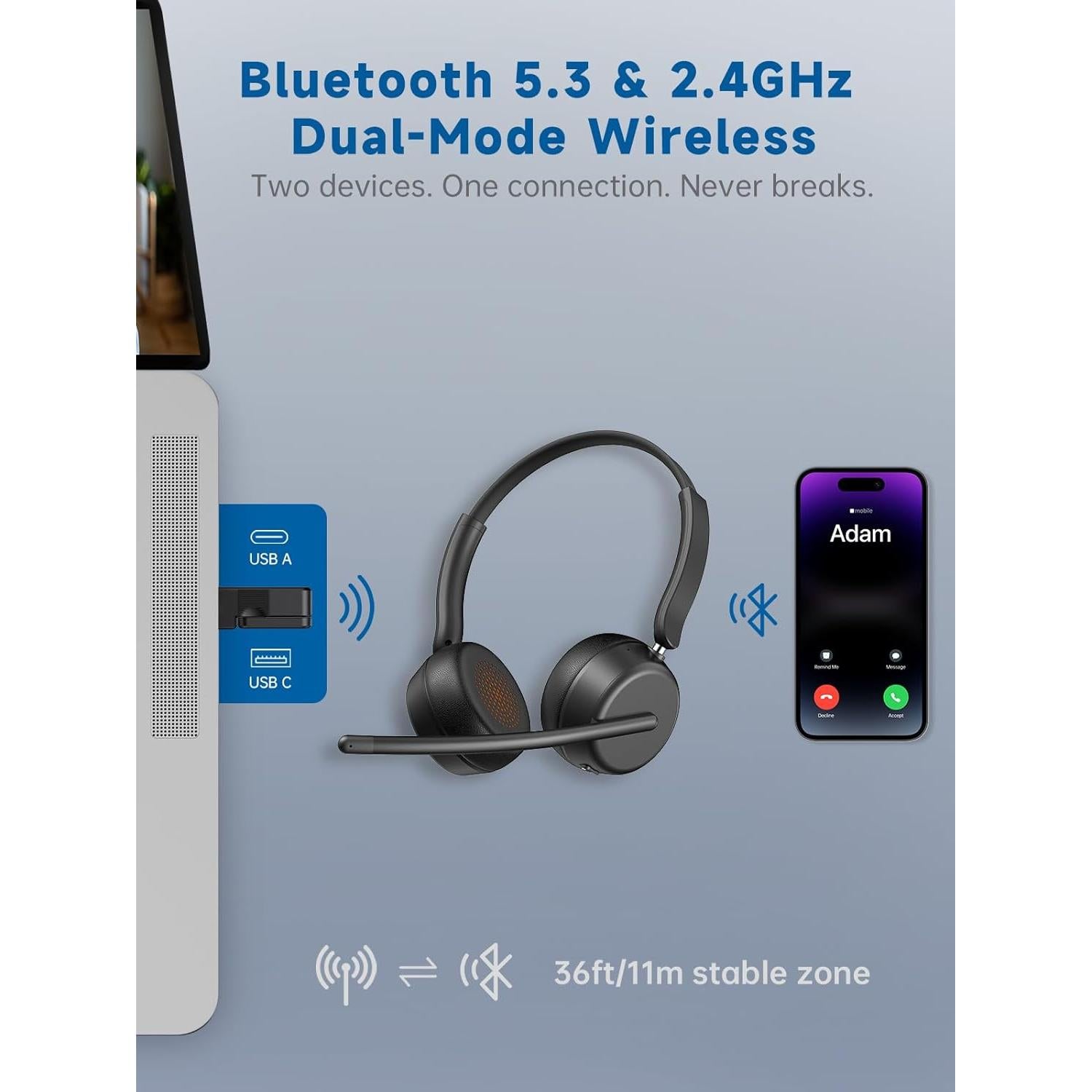 Auriculares Inalámbricos SEJJ Spark 07 con Micrófono y Cancelación de Ruido