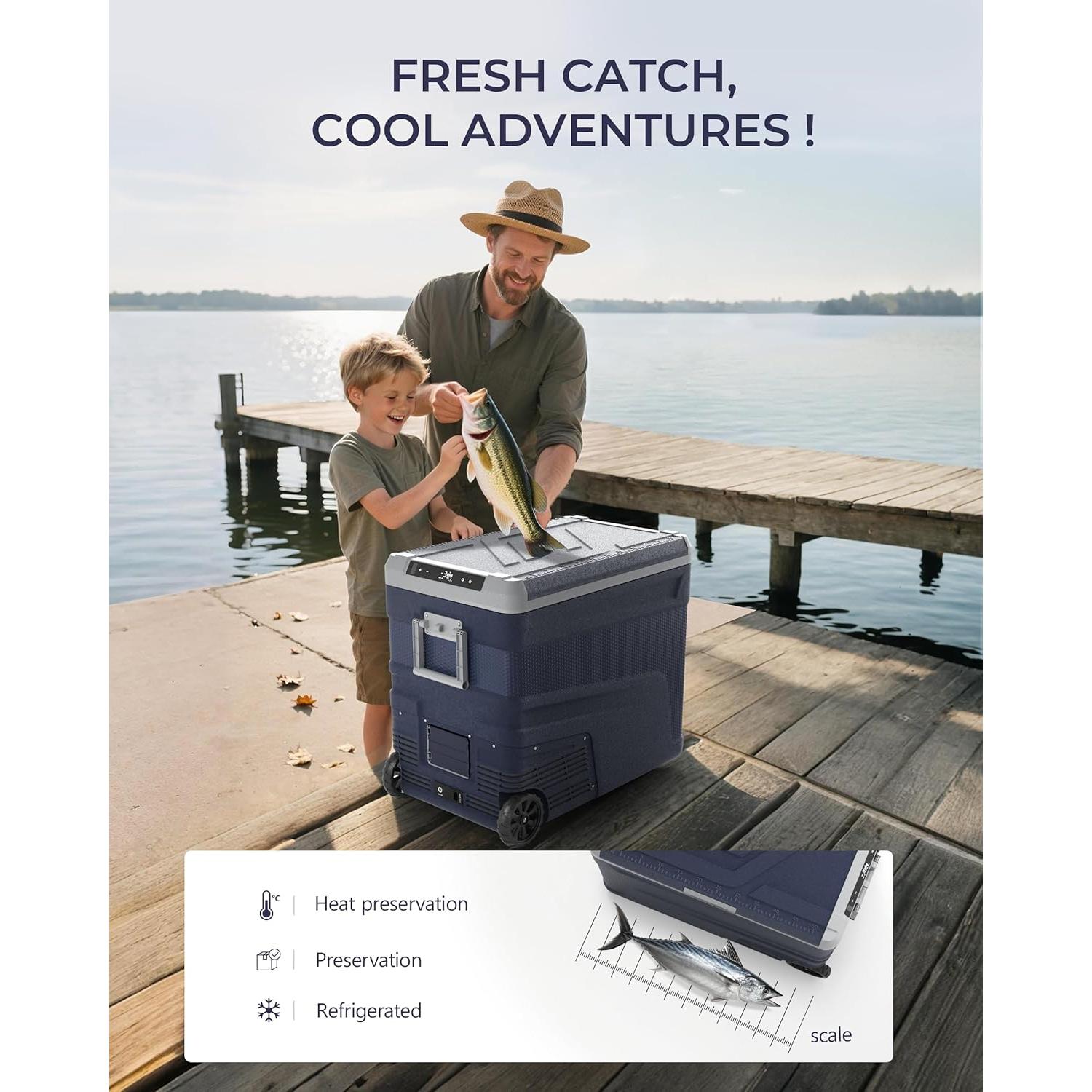 Refrigerador Portátil EKOJUCE 68QT 12V/220V Control APP -20°C