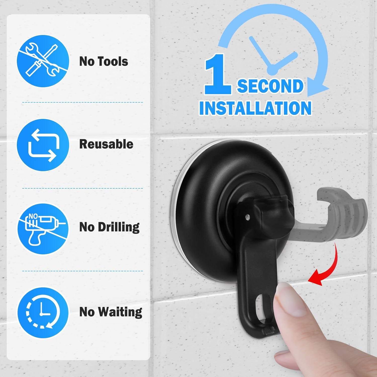 Ganchos de Ventosa TACGEA para Ducha - 4 Paquete Negro