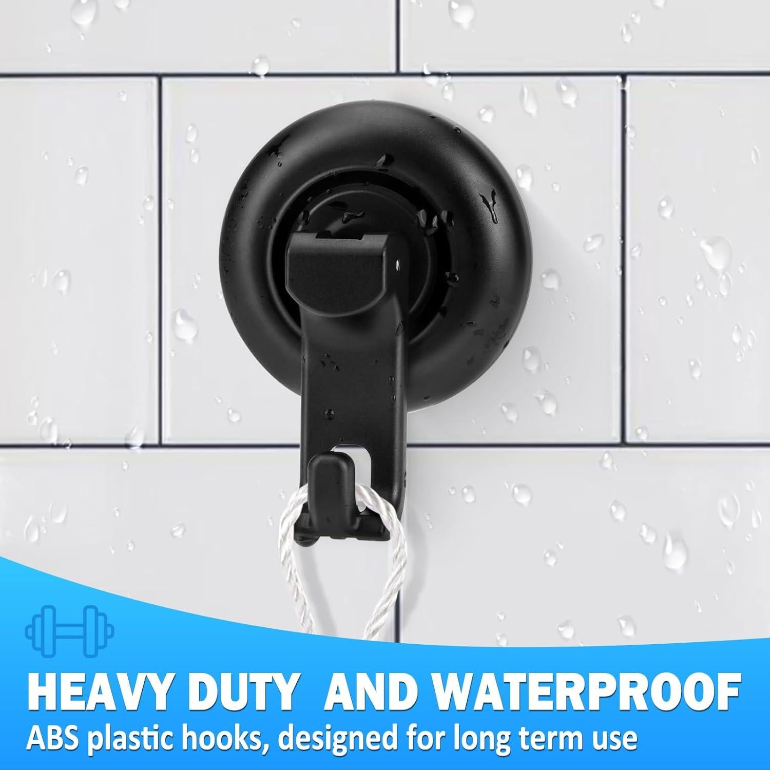 Ganchos de Ventosa TACGEA para Ducha - 4 Paquete Negro