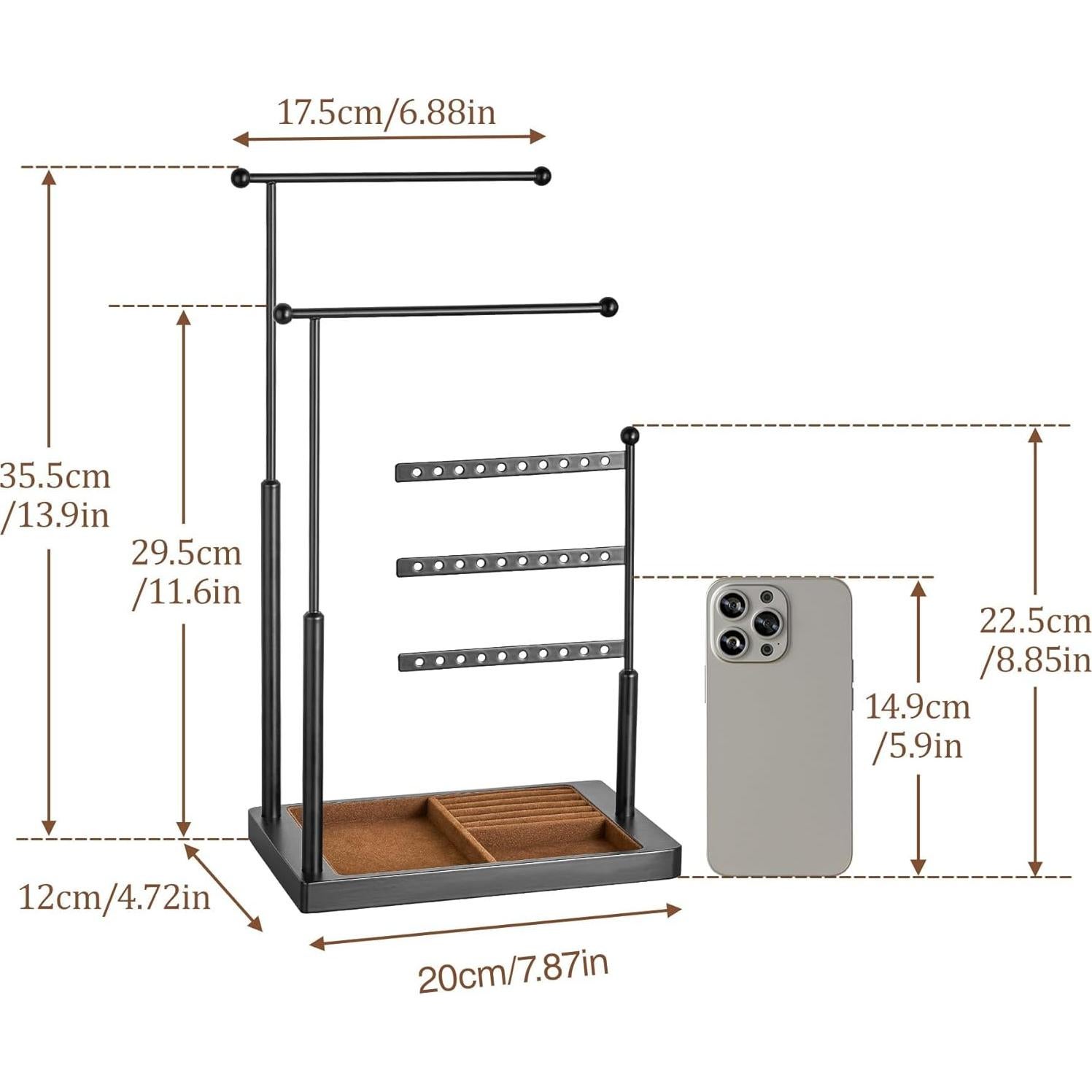 Organizador de Joyería pickpiff Soporte 3 Niveles Bambú