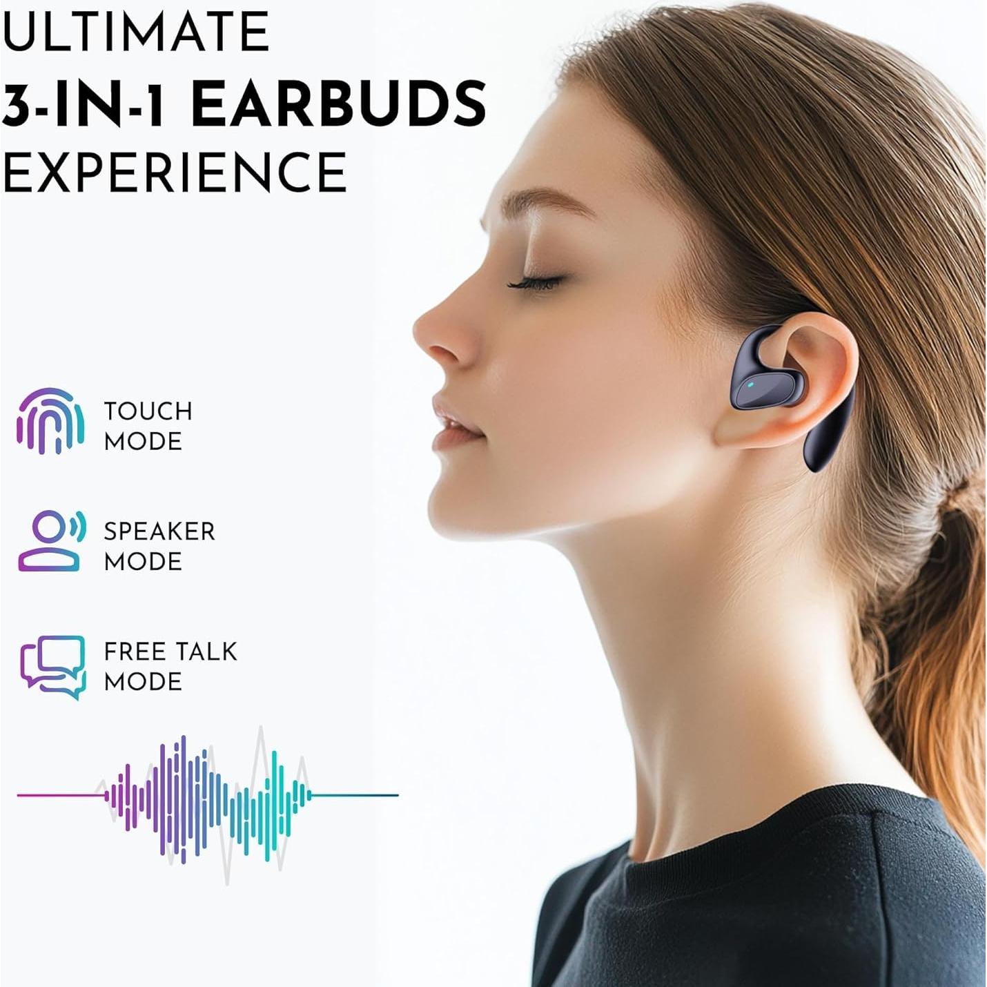 Auriculares de Traducción AI KojinTora Inalámbricos Bluetooth Negro