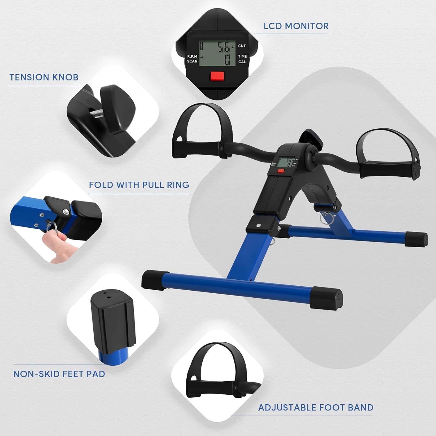 Ejercitador de Pedales Plegable Himaly US-X1225 con Pantalla LCD