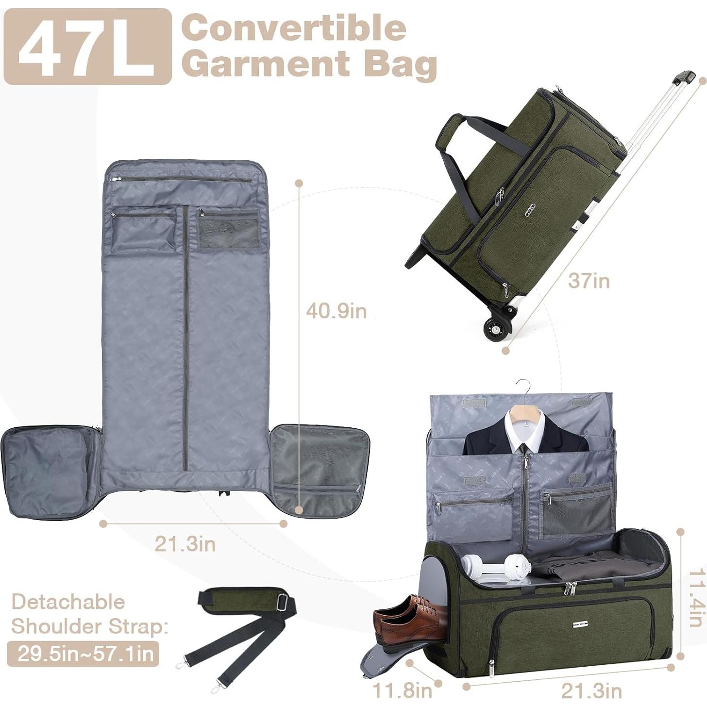 Bolsa de Ropa con Ruedas BP-684014 Verde Militar Mediana