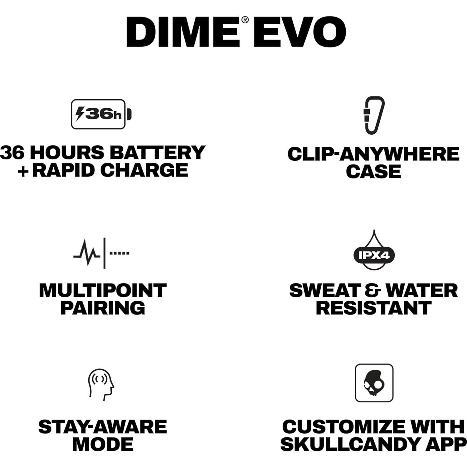 Auriculares Inalámbricos Skullcandy Dime Evo Bluetooth 36h