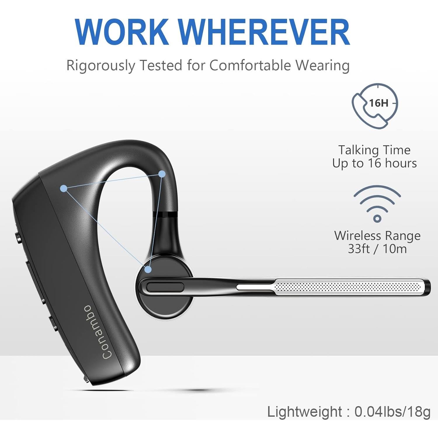 Auricular Bluetooth Conambo K18 Pro CVC8.0 16h Llamadas HD