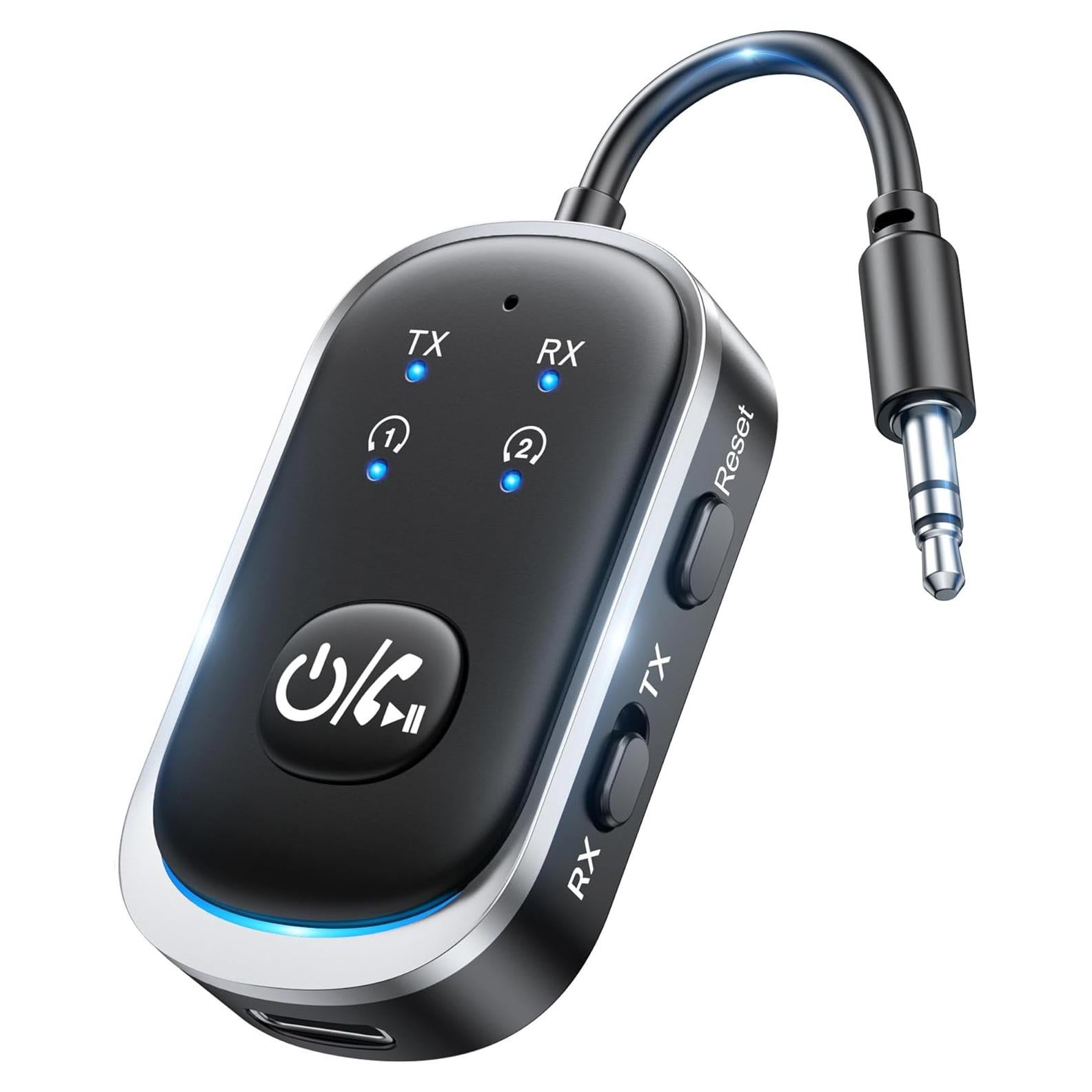 Transmisor Receptor Bluetooth 5.3 RIWUSI 2 en 1 3.5mm