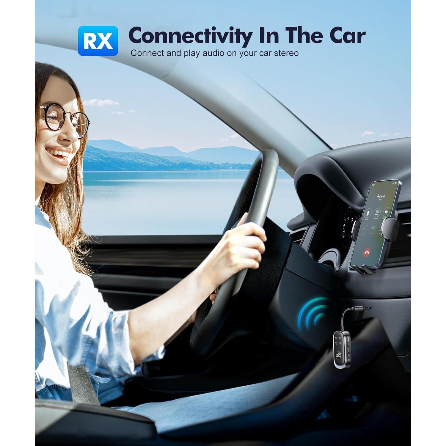 Transmisor Receptor Bluetooth 5.3 RIWUSI 2 en 1 3.5mm