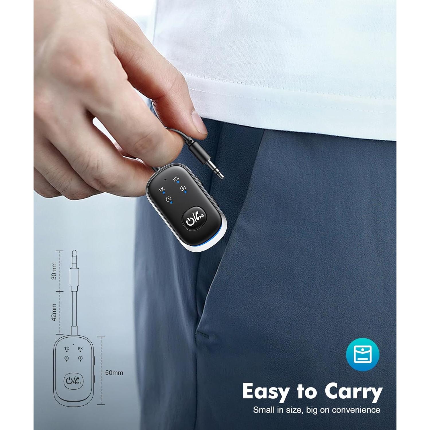 Transmisor Receptor Bluetooth 5.3 RIWUSI 2 en 1 3.5mm