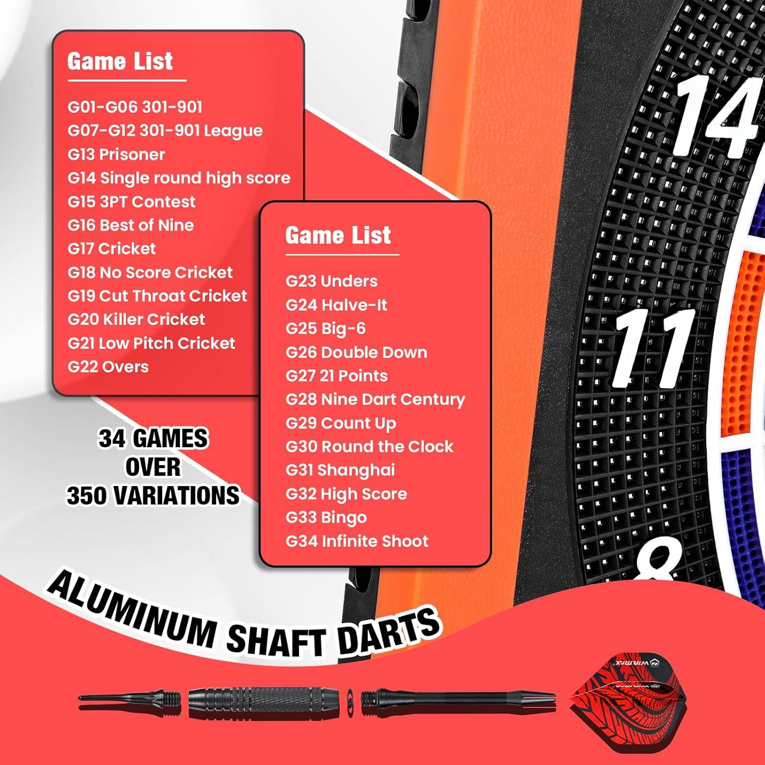 Diana Electrónica Profesional Win.Max WMG42450, 34 Juegos, 350 Modos, 12 Dardos