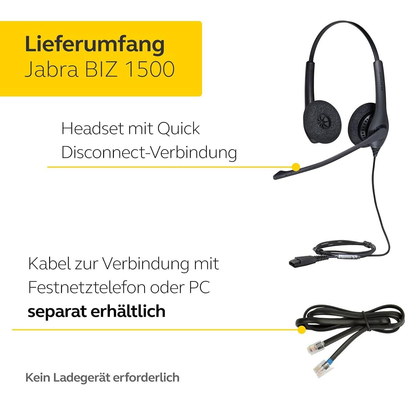 Auricular Jabra BIZ 1500 Duo con cancelación de ruido
