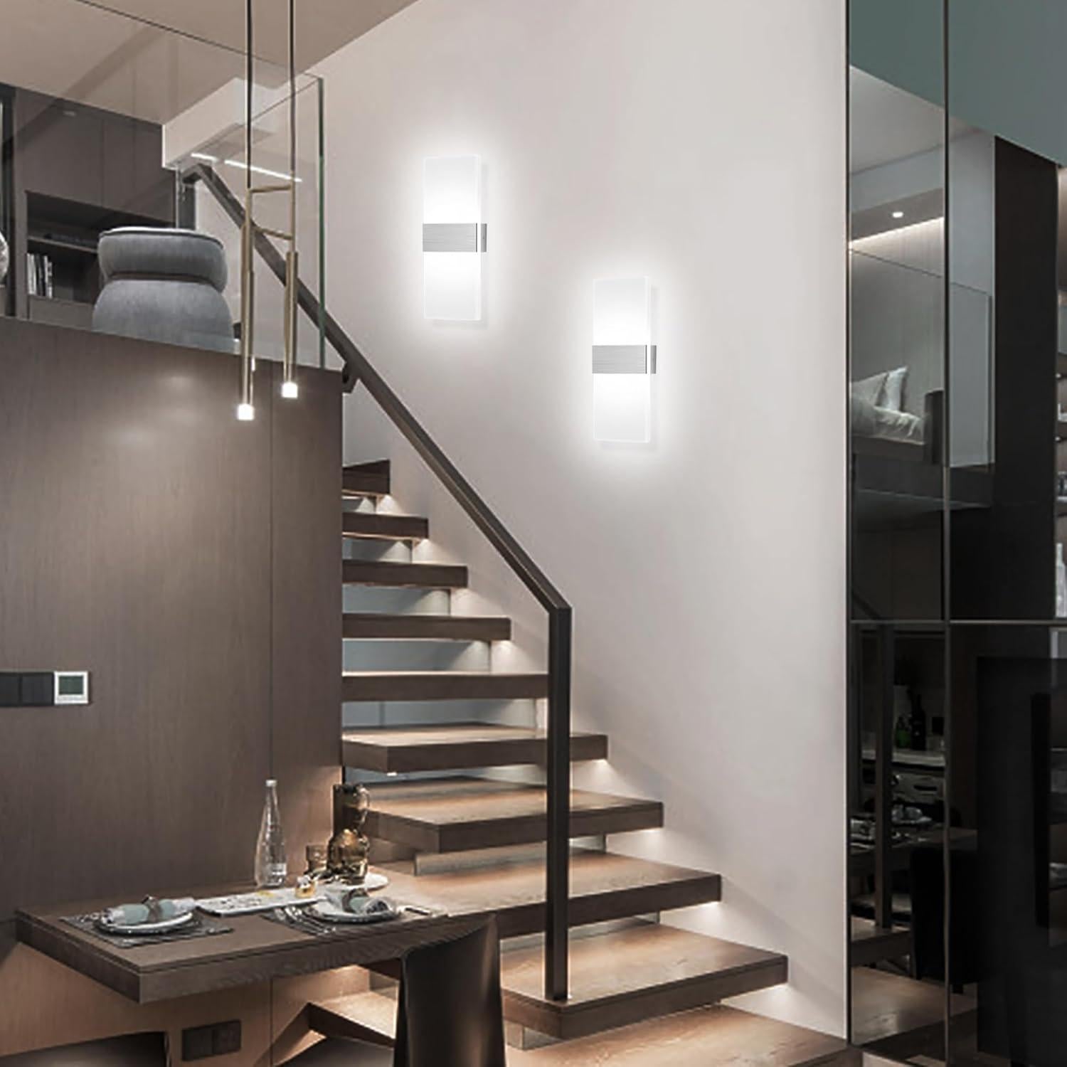 Apliques de Pared LED MEHIDFY 2 Unidades Regulables Blanco