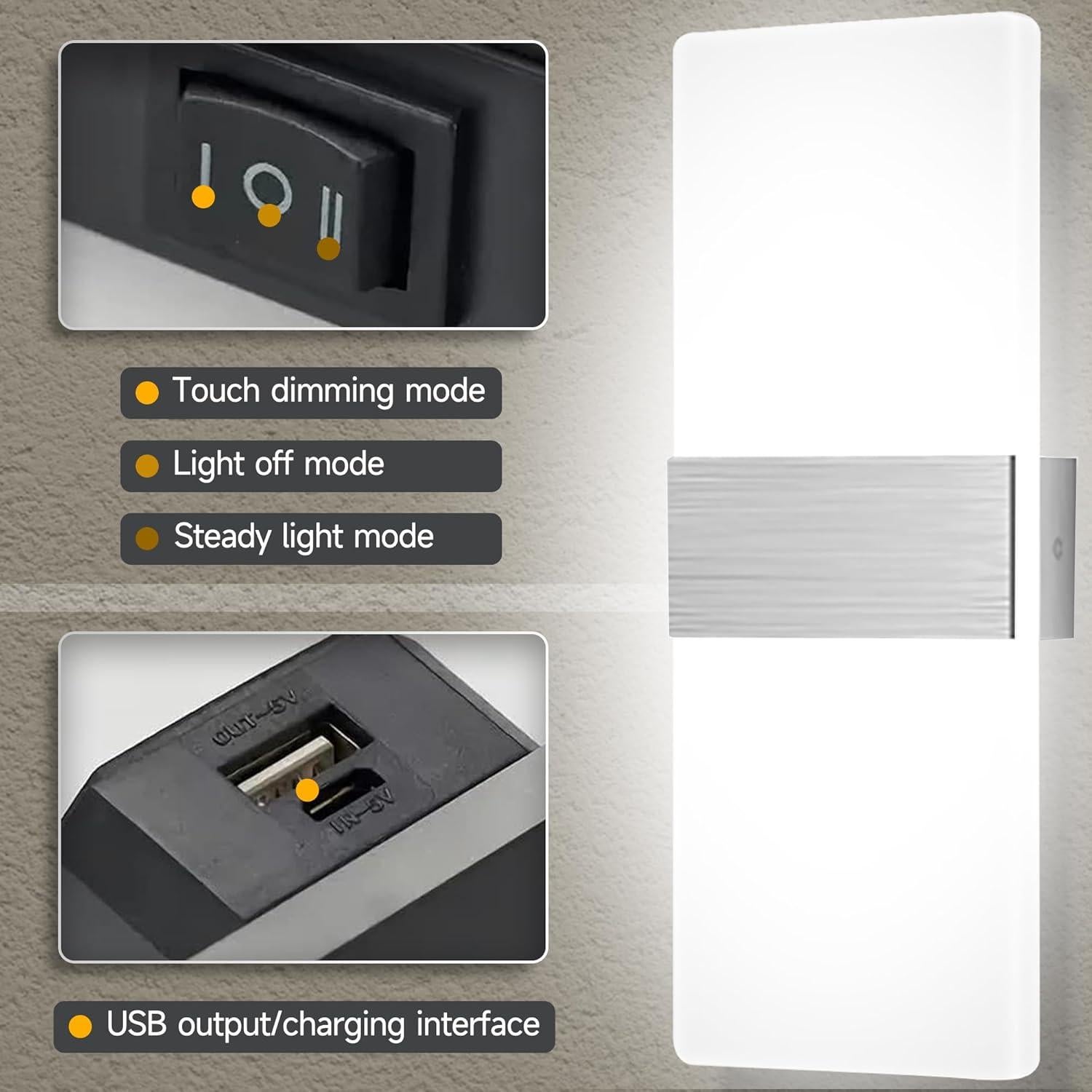 Apliques de Pared LED MEHIDFY 2 Unidades Regulables Blanco