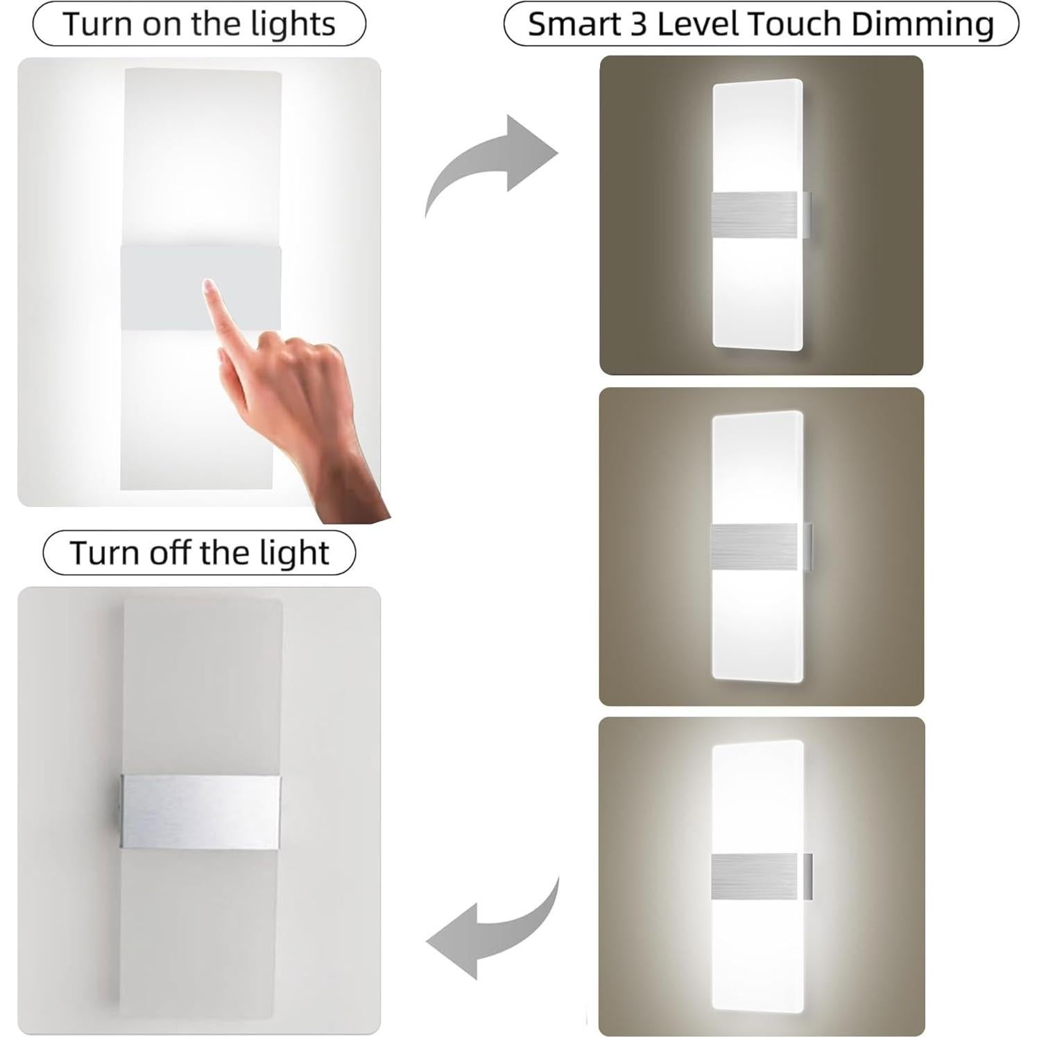 Apliques de Pared LED MEHIDFY 2 Unidades Regulables Blanco