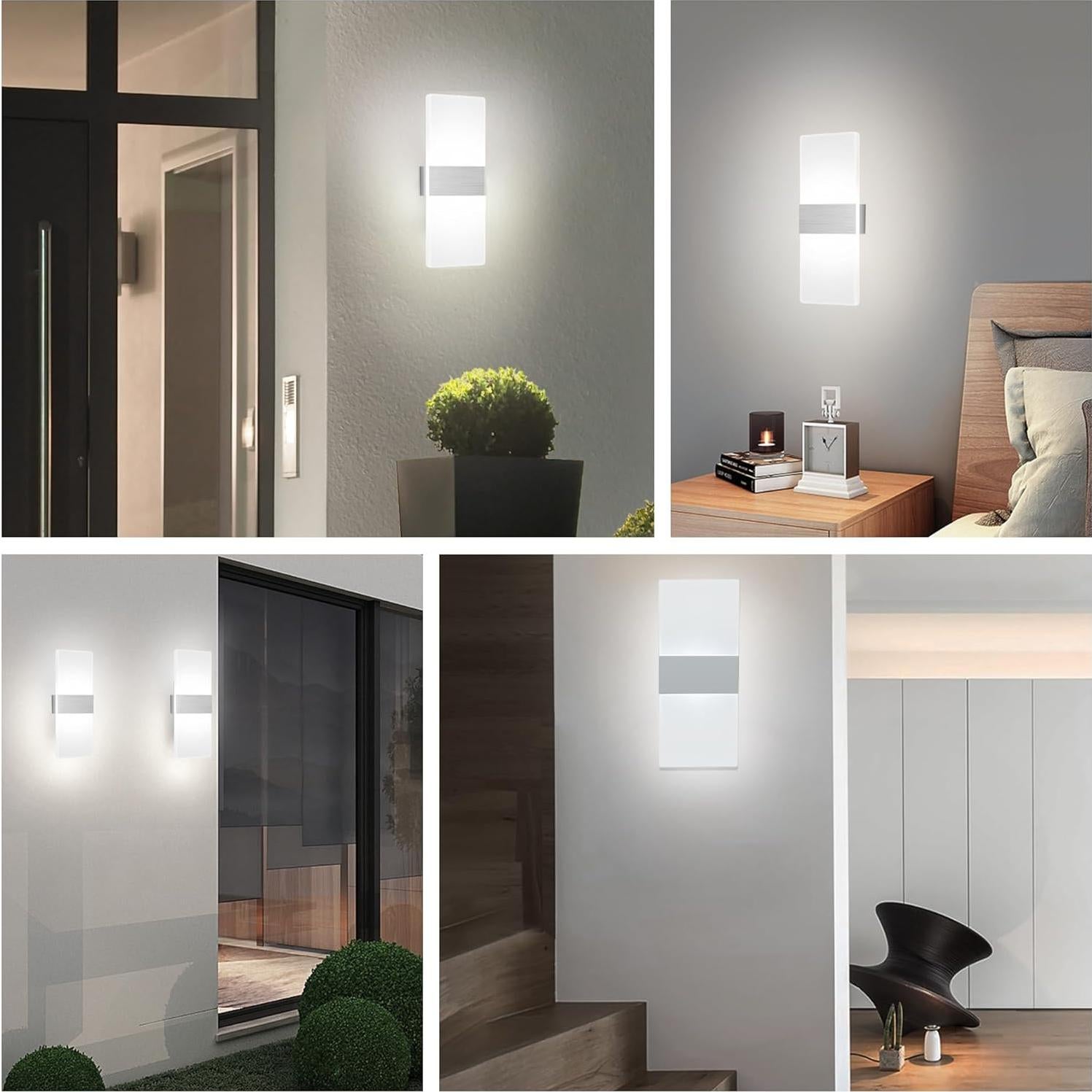 Apliques de Pared LED MEHIDFY 2 Unidades Regulables Blanco