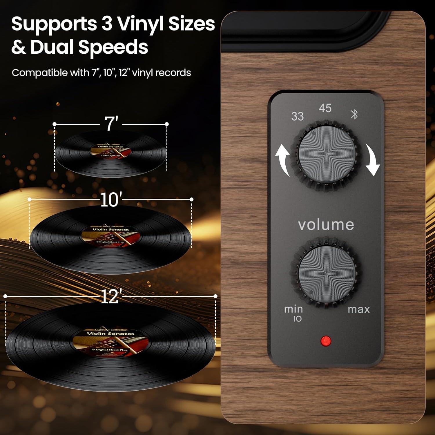 Reproductor de Vinilo Bluetooth XJ-HOME H02 con Altavoces 8.22 kg