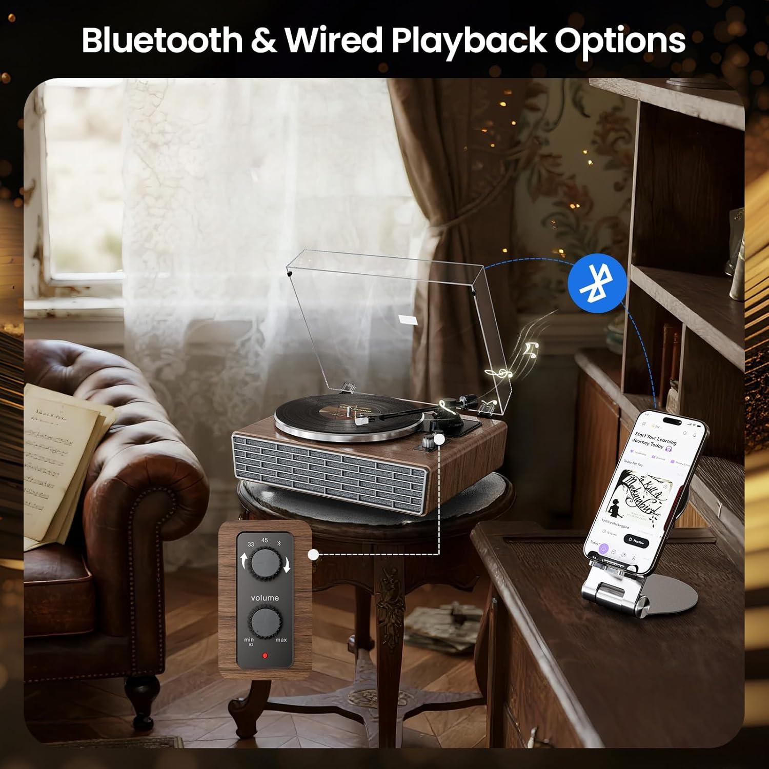 Reproductor de Vinilo Bluetooth XJ-HOME H02 con Altavoces 8.22 kg