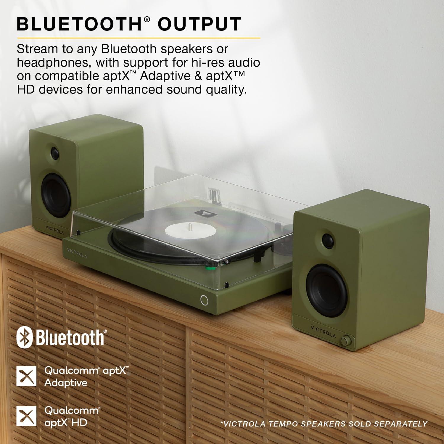 Tocadiscos Bluetooth Victrola Wave Negro - Audio Hi-Res, Cartucho AT-VM95E