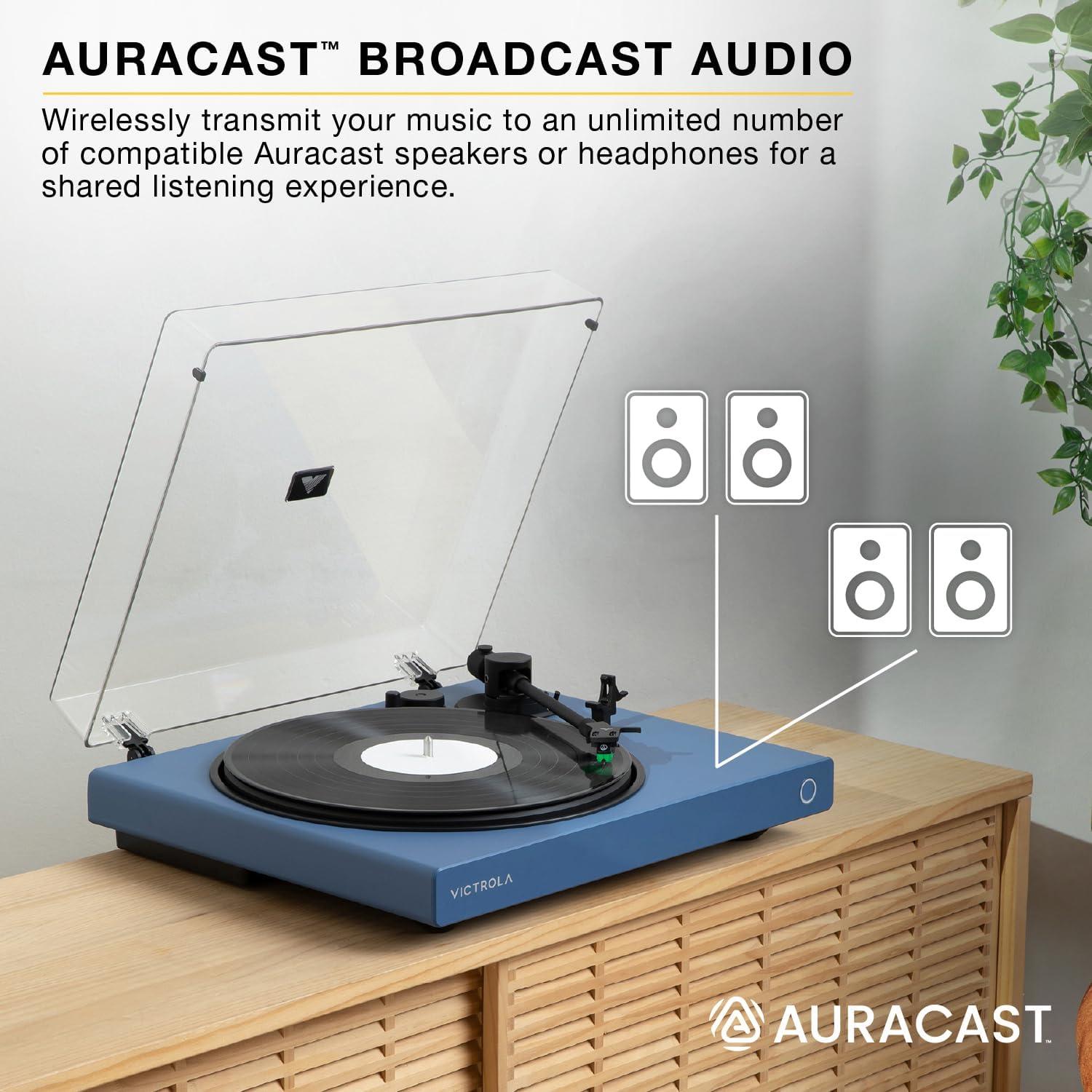 Tocadiscos Bluetooth Victrola Wave Negro - Audio Hi-Res, Cartucho AT-VM95E