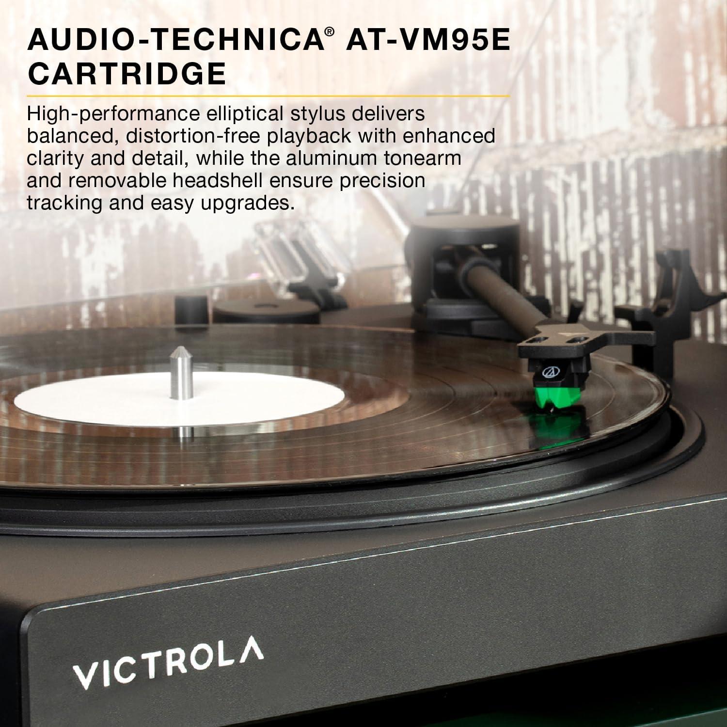 Tocadiscos Bluetooth Victrola Wave Negro - Audio Hi-Res, Cartucho AT-VM95E