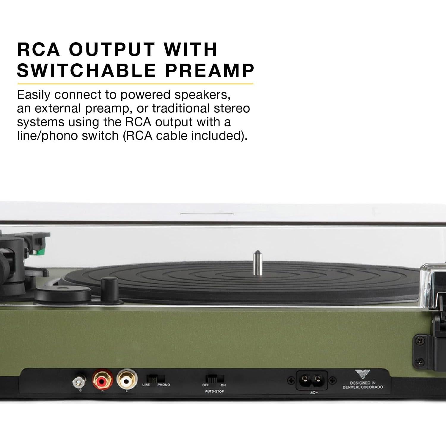 Tocadiscos Bluetooth Victrola Wave Negro - Audio Hi-Res, Cartucho AT-VM95E