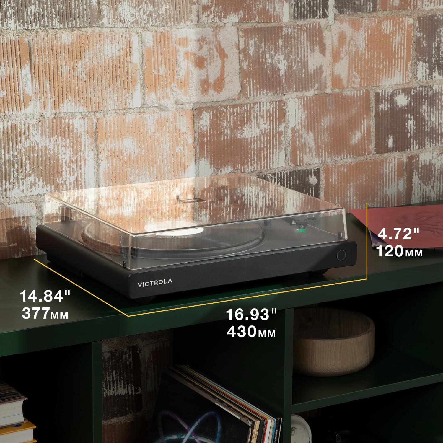 Tocadiscos Bluetooth Victrola Wave Negro - Audio Hi-Res, Cartucho AT-VM95E