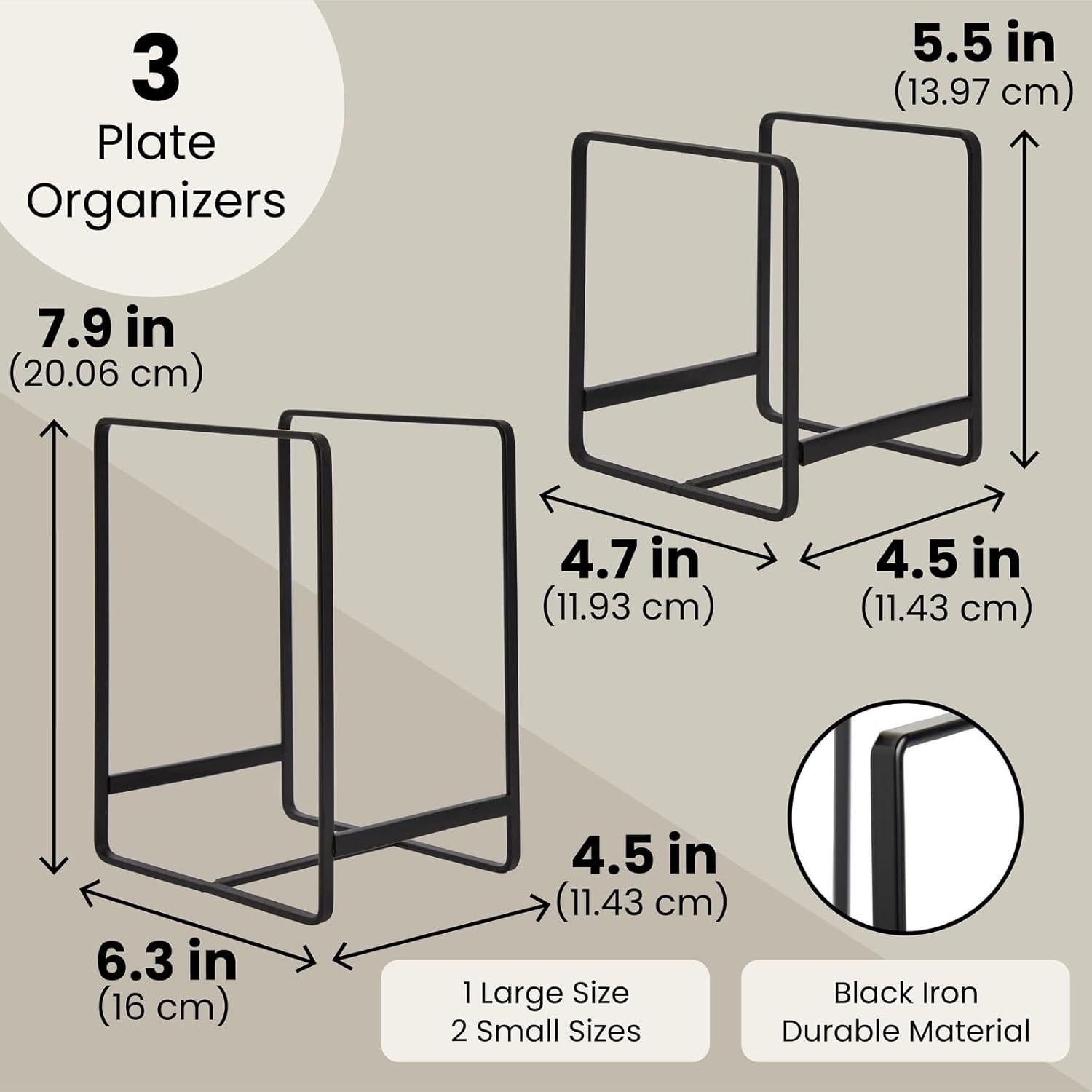 Organizador de Gabinete de Cocina Juvale 3 Piezas Hierro Negro