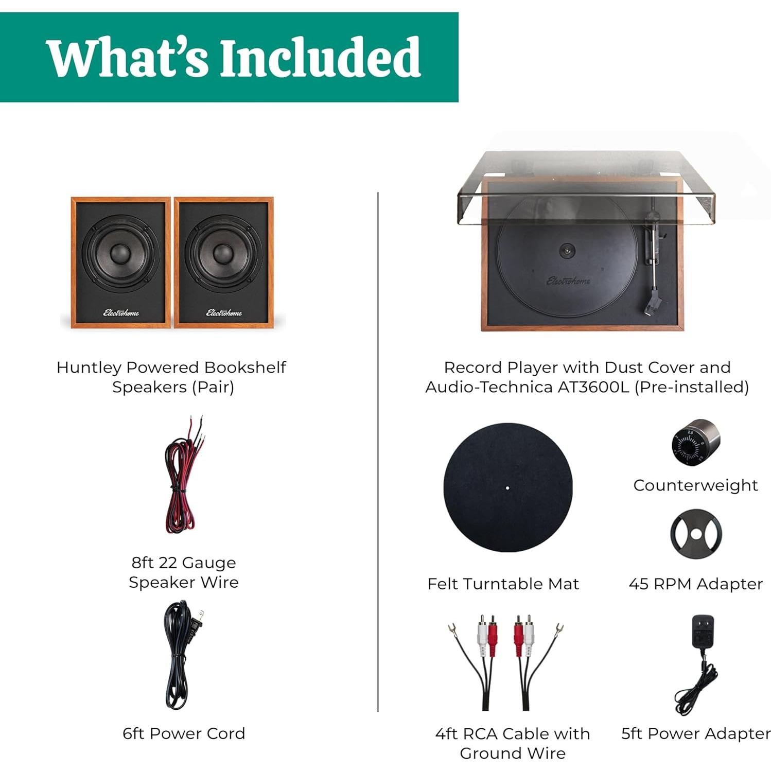 Reproductor de Vinilo Electrohome RR35 con Altavoces Bluetooth