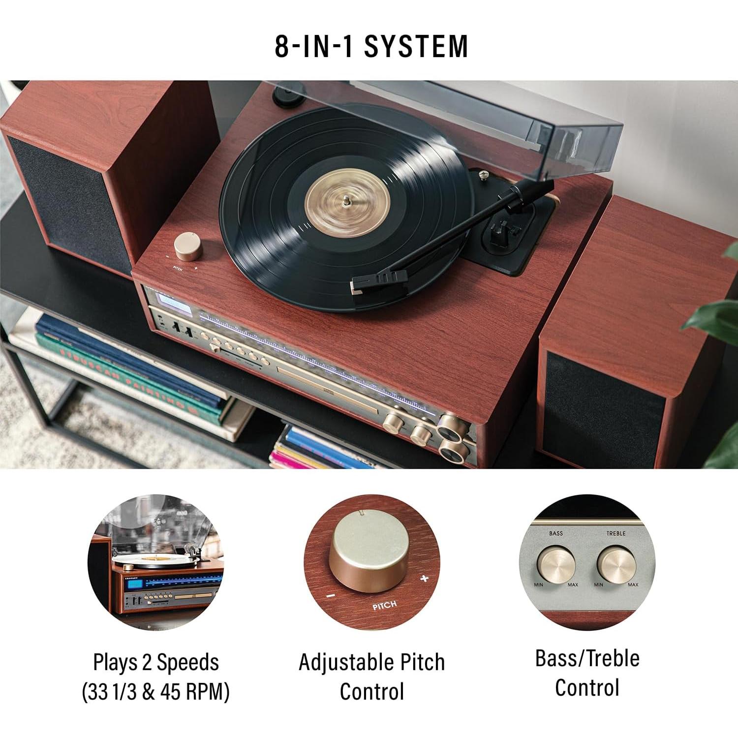 Tocadiscos Crosley 1975T Bluetooth con CD y altavoces 12.14 kg