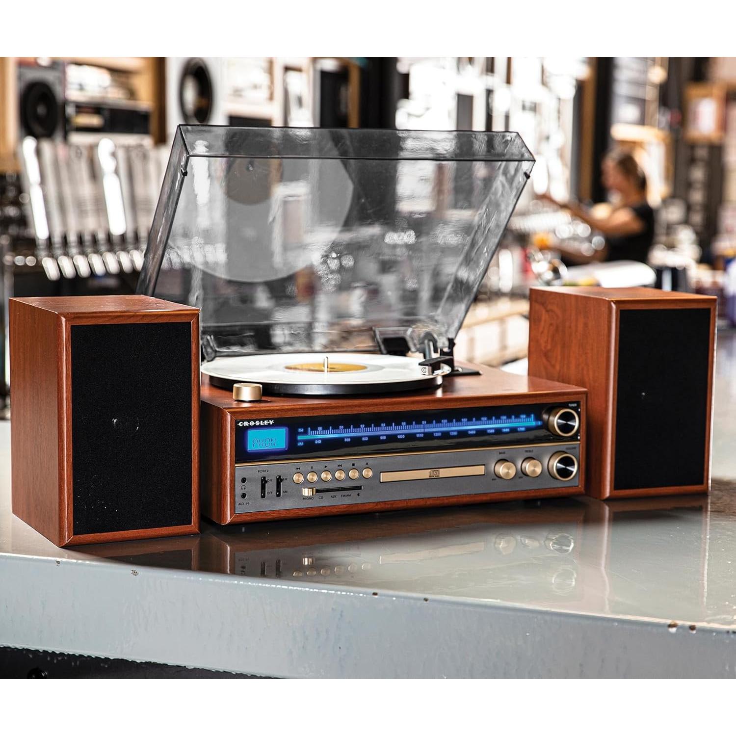 Tocadiscos Crosley 1975T Bluetooth con CD y altavoces 12.14 kg