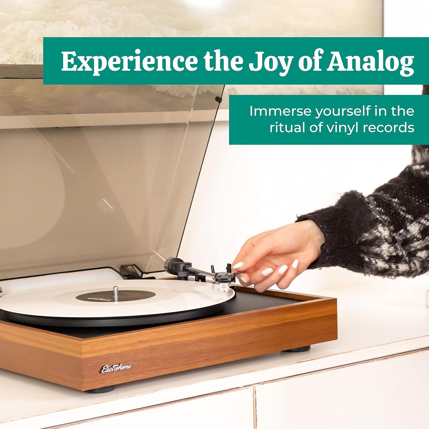 Reproductor de Vinilo Electrohome Montrose RR35 con Estiló Audio-Technica