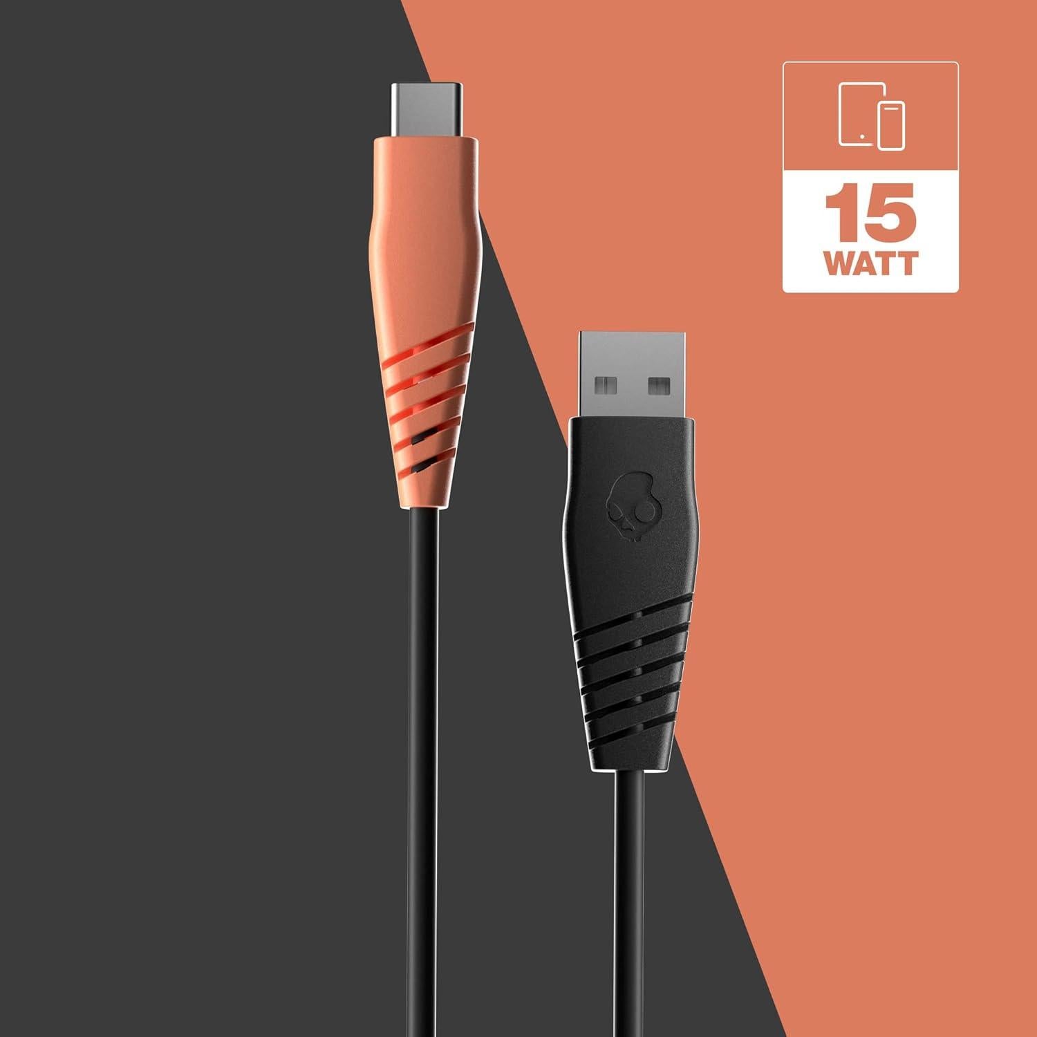 Cable de Carga Rápida USB Skullcandy LINE 1.22m Negro/Naranja