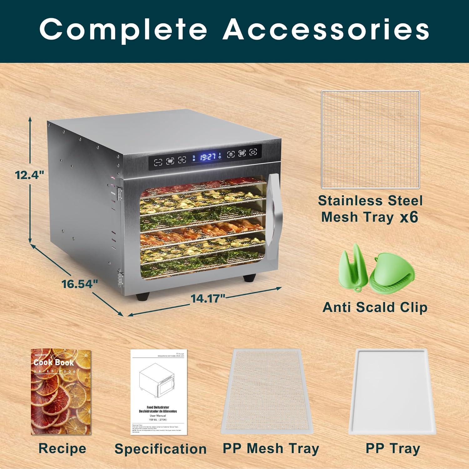 Deshidratador de Alimentos Manastin 6 Bandejas Acero Inoxidable