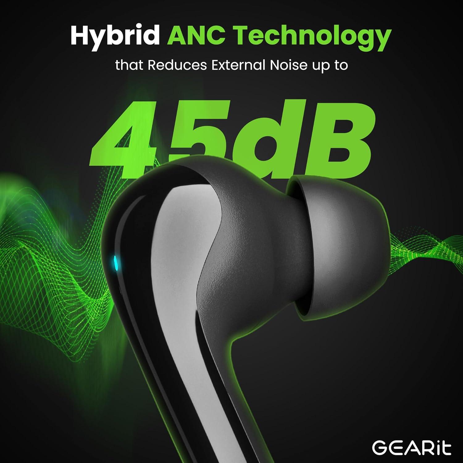 Auriculares Inalámbricos GEARit RM Bluetooth 5.4 con ANC 22h