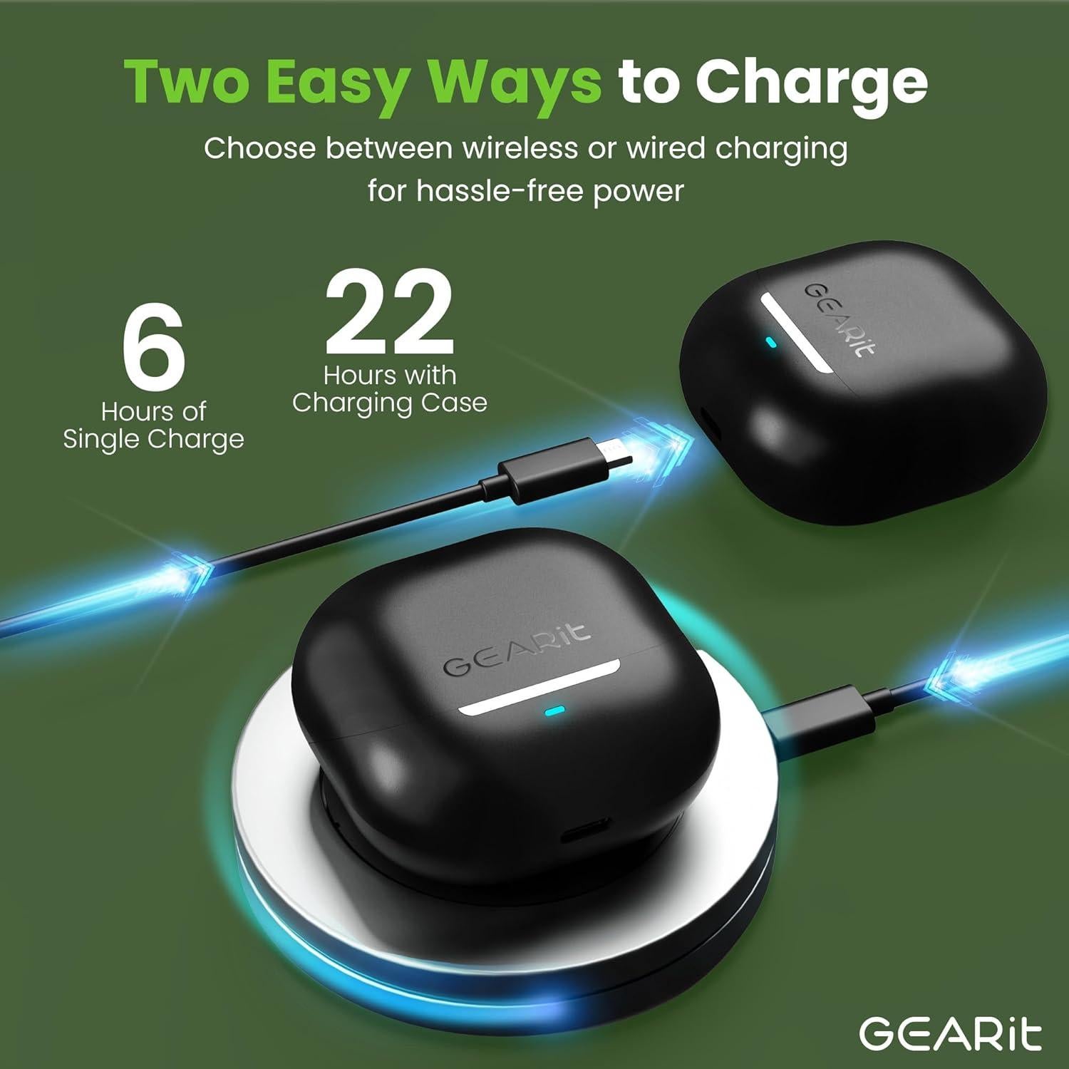 Auriculares Inalámbricos GEARit RM Bluetooth 5.4 con ANC 22h