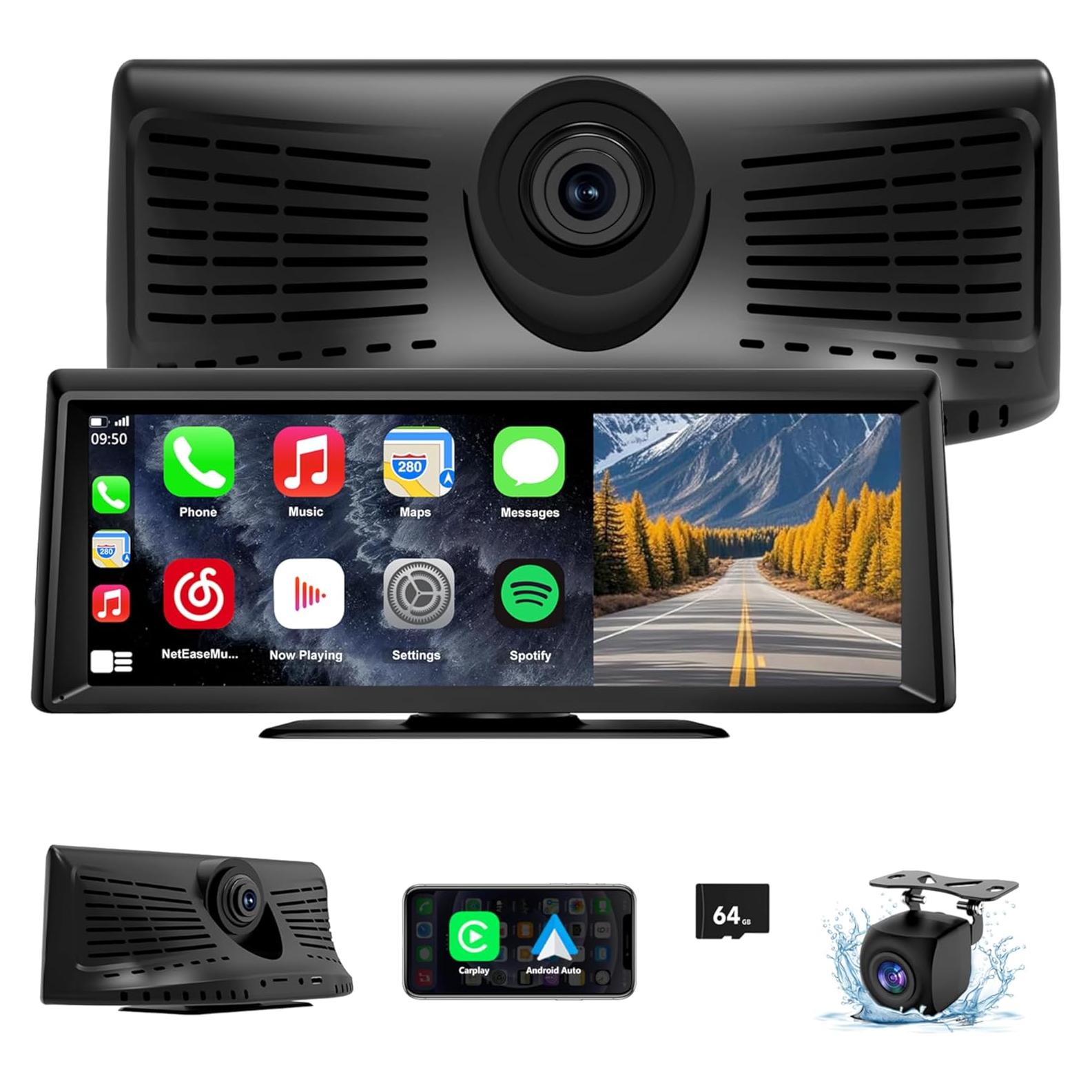 Pantalla CarPlay Inalámbrica 8.1" con Cámara 2K y GPS