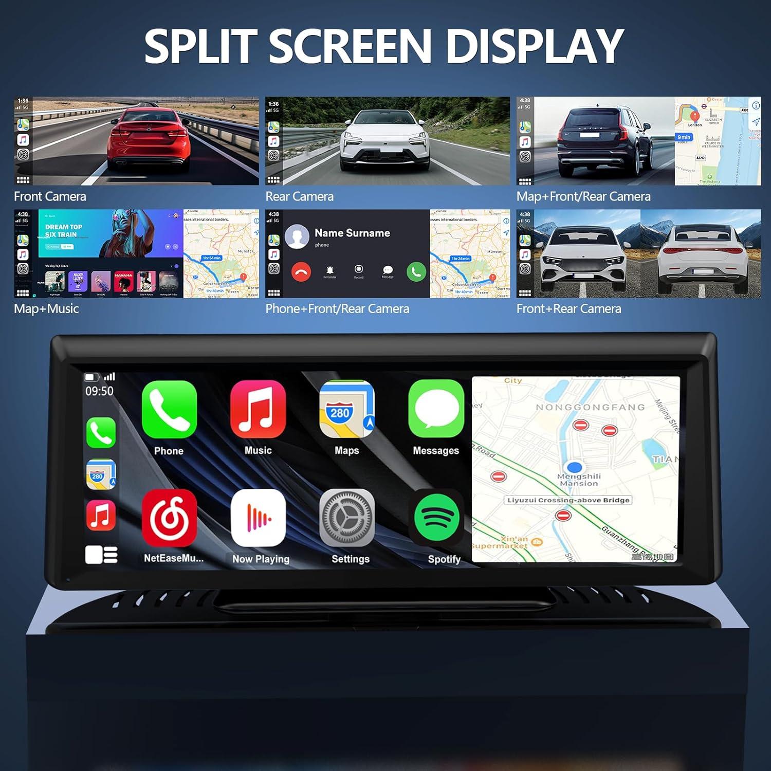 Pantalla CarPlay Inalámbrica 8.1" con Cámara 2K y GPS