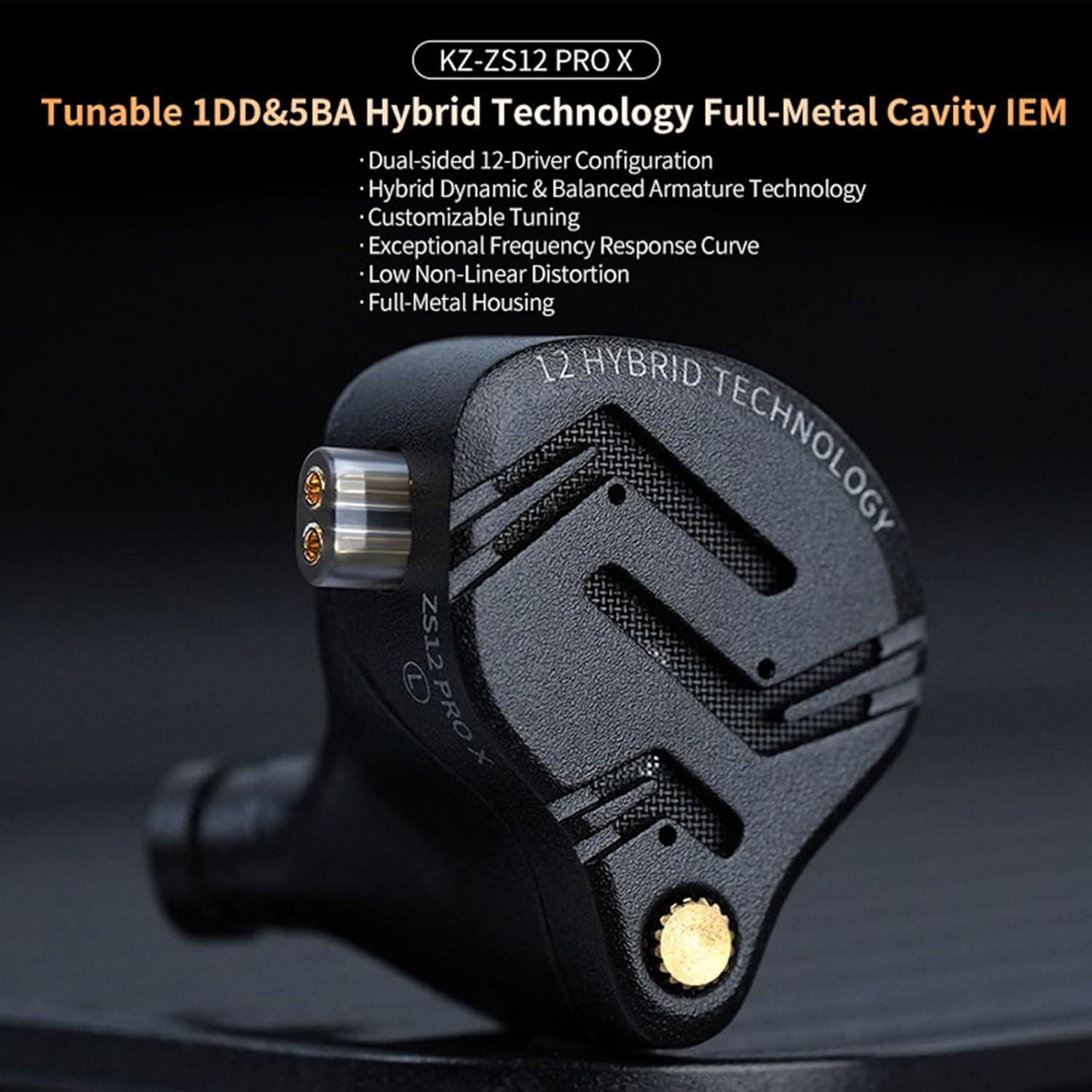 Auriculares Gaming KZ ZS12 PRO X con Micrófono, 1DD 5BA