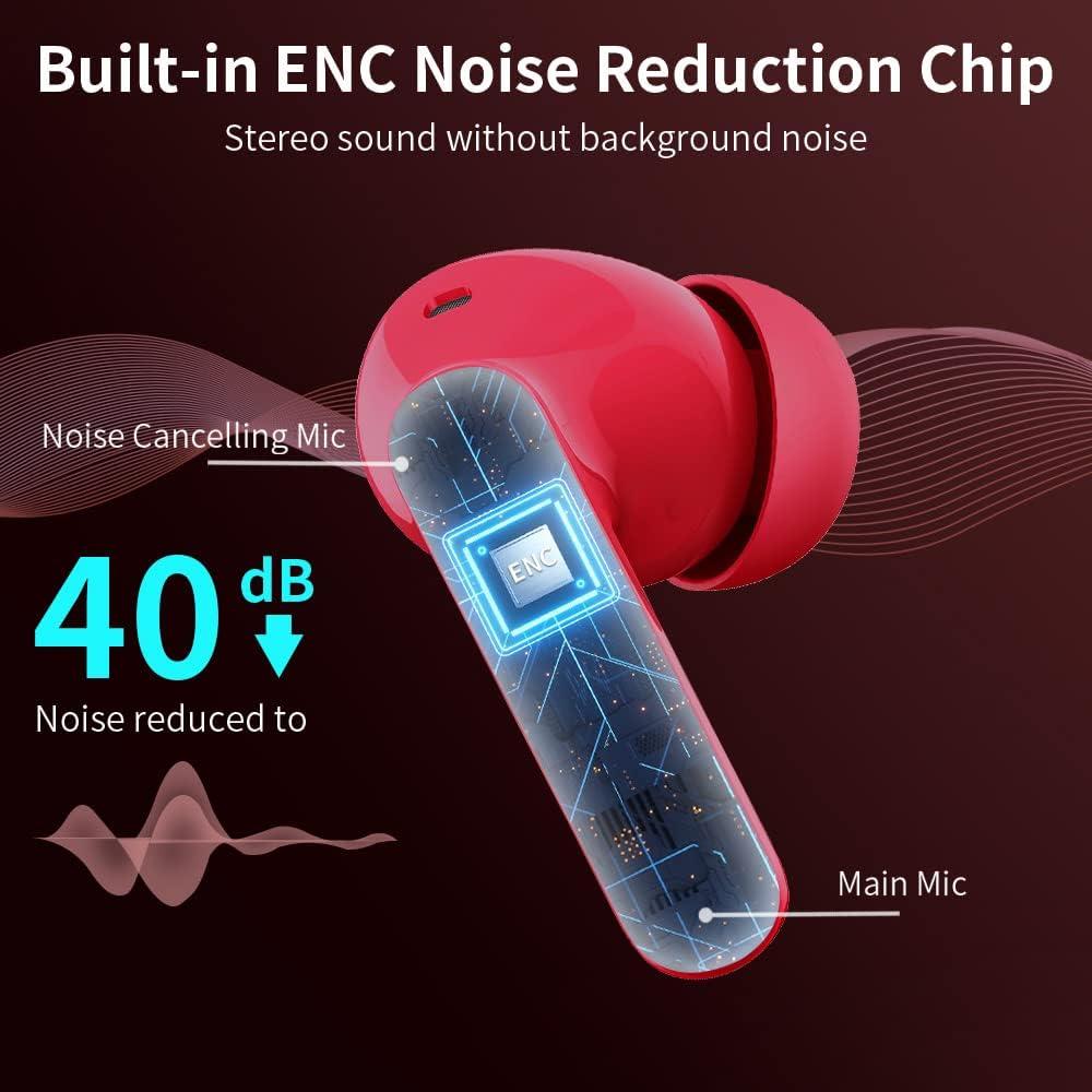 Auriculares Inalámbricos Btootos A90 Pro Bluetooth 5.4 Rojo